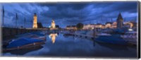 Harbor at dusk, Lindau, Lake Constance, Bavaria, Germany Fine Art Print