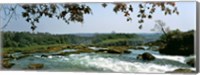 Looking over the top of the Victoria Falls towards the Victoria Falls bridge, Zambia Fine Art Print