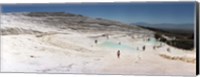 Tourists enjoying the hot springs and travertine pool, Pamukkale, Denizli Province, Turkey Fine Art Print