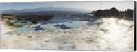 Hot springs and Travertine Pool with Cloudy Sky, Pamukkale, Turkey Fine Art Print