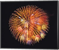 One big circle of fireworks with black background Fine Art Print