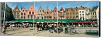 Market at a town square, Bruges, West Flanders, Flemish Region, Belgium Fine Art Print