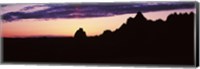 Silhouette of mountains at dusk, Badlands National Park, South Dakota, USA Fine Art Print