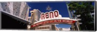 Low angle view of the Reno Arch at Virginia Street, Reno, Nevada Fine Art Print