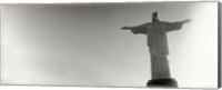 Low angle view of Christ The Redeemer, Corcovado, Rio de Janeiro, Brazil (black and white) Fine Art Print