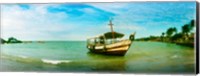 Wooden boat moored on the beach, Morro De Sao Paulo, Tinhare, Cairu, Bahia, Brazil Fine Art Print