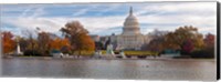 Fall view of reflecting pool and the Capitol Building, Washington DC, USA Fine Art Print