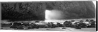 Rock formation on the beach in black and white, Big Sur, California Fine Art Print