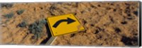 Close-up of an arrow signboard in a desert, Emery County, Utah, USA Fine Art Print