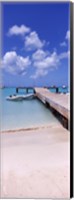 Boats moored at a pier, Sandy Ground, Anguilla Fine Art Print