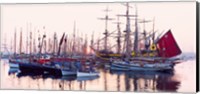Tall ship in Douarnenez harbor, Finistere, Brittany, France Fine Art Print