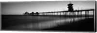 Pier in the sea, Huntington Beach Pier, Huntington Beach, Orange County, California (black and white) Fine Art Print