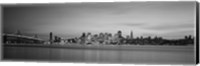 Bay Bridge and San Francisco Bay (black & white) Fine Art Print