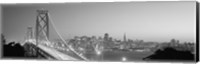 Bay Bridge at Night, San Francisco (black & white) Fine Art Print
