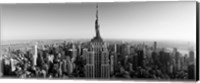 Aerial view of a cityscape, Empire State Building, Manhattan, New York City, USA (black & white) Fine Art Print