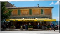 Tourists at a restaurant, Avenue de la Promenade, Sault, Vaucluse, Provence-Alpes-Cote d'Azur, France Fine Art Print