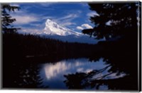 Reflection of a snow covered mountain in a lake, Mt Hood, Lost Lake, Mt. Hood National Forest, Hood River County, Oregon, USA Fine Art Print