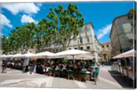 Tourists at sidewalk cafes, Place de l'Horloge, Avignon, Vaucluse, Provence-Alpes-Cote d'Azur, France Fine Art Print