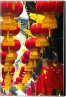 Festive lanterns at bazaar, Yu Yuan Gardens, Shanghai, China Fine Art Print