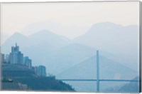 Town of Badong viewed from Wu Gorge, Yangtze River, Hubei Province, China Fine Art Print