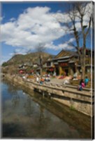 Buildings along Yu River Canal, Old Town, Lijiang, Yunnan Province, China Fine Art Print