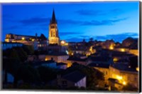 Elevated view of a Town with Eglise Monolithe Church at Dawn, Saint-Emilion, Gironde, Aquitaine, France Fine Art Print