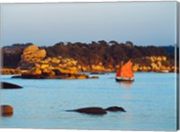 Traditional sailing boat in an ocean, Cotes-d'Armor, Brittany, France Fine Art Print