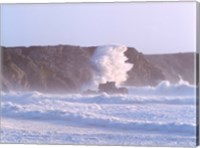 Waves crashing on the coast, Pointe De Pen-Hir, Camaret-Sur-Mer, Finistere, Brittany, France Fine Art Print