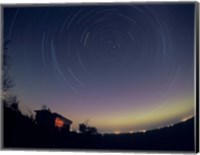 Circumpolar star trails with a faint aurora over horizon, Alberta, Canada Fine Art Print