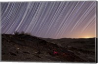 Star trails and rock art in the central province of Iran Fine Art Print