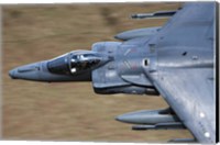 Front section of a Royal Air Force Harrier GR9 flying low over North Wales Fine Art Print
