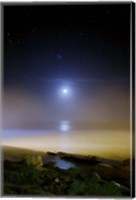 Moonset over the sea with Pleiades (M45) cluster Fine Art Print