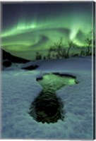 Aurora Borealis over a frozen river, Norway Fine Art Print