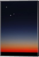 Venus, Mercury and Mars above the glowing horizon at dawn Fine Art Print