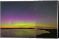 A faint aurora over Crawling Lake reservoir, Bassano, Alberta, Canada Fine Art Print