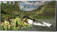 A Nothosaurus catches an unware Ceolophysis Fine Art Print