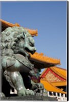 Bronze mythological lion statue, Forbidden City, Beijing, China Fine Art Print