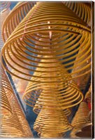 Hanging coils of burning incense, Man Mo Temple, Tai Po, New Territories, Hong Kong, China Fine Art Print
