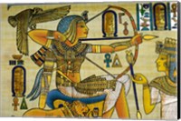 Egypt, hand painted papyrus hunting scene Fine Art Print