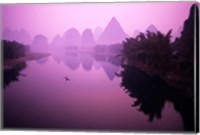 Fisherman on Raft in Li River, Yangshou, Guanxi, China Fine Art Print