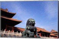 Bronze lion statue, , Forbidden City, China Fine Art Print