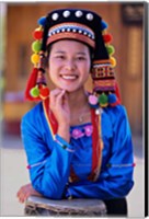 China, Yunnan, Young De'ang Woman portrait with Drum Fine Art Print