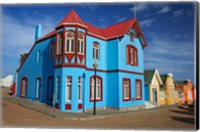 Colorful German colonial architecture, Luderitz, Namibia Fine Art Print