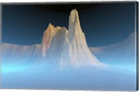 A canyon mountain is surrounded by mysterious blue mist Fine Art Print