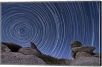 A boulder outcropping and star trails in Anza Borrego Desert State Park, California Fine Art Print