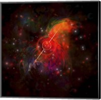 A pulsar star radiating strong beams of light Fine Art Print