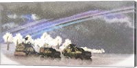 A military convoy in a sever winter storm on an alien planet Fine Art Print