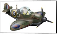 Cartoon illustration of a Royal Air Force Supermarine Spitfire Fine Art Print