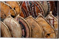 Kenya. Handmade Masai shields at a roadside market Fine Art Print
