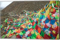 Praying Flags with Mt. Quer Shan, Tibet-Sichuan, China Fine Art Print